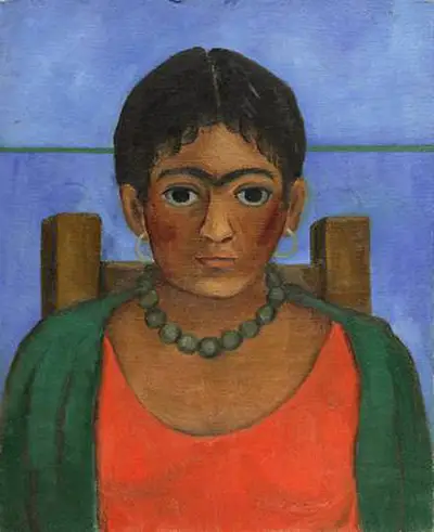 Porträt eines Mädchen, das eine Halskette trägt Frida Kahlo